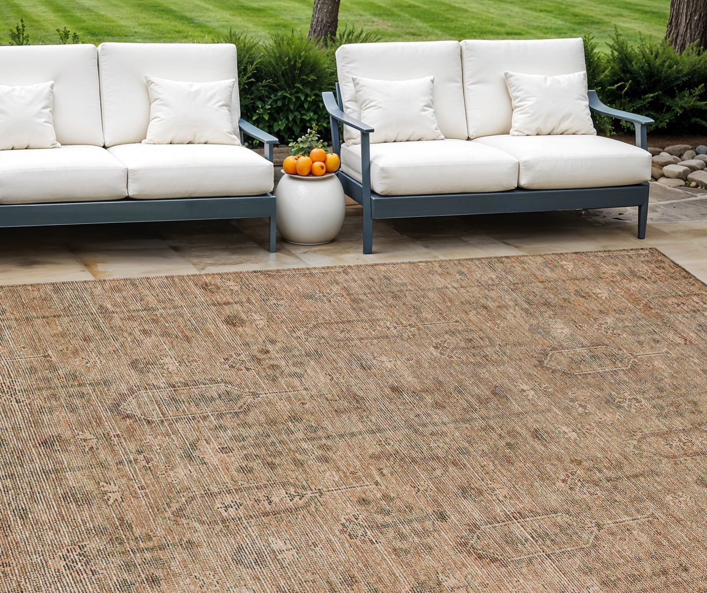 8 X 10 Terra Cotta And Copper Southwestern Washable Indoor Outdoor Area Rug