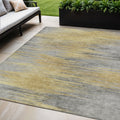 5 X 8 Gold Gray And Charcoal Abstract Washable Indoor Outdoor Area Rug