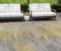 9 X 12 Gold Gray And Charcoal Abstract Washable Indoor Outdoor Area Rug