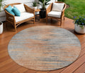 8 Salmon Gray And Charcoal Round Abstract Washable Indoor Outdoor Area Rug
