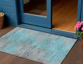 3 X 5 Teal Blue Charcoal And Gray Abstract Washable Indoor Outdoor Area Rug