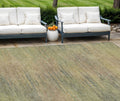 9 X 12 Artichoke Green Fern Green And Gold Abstract Washable Indoor Outdoor Area Rug