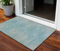3 X 5 Aqua Teal Blue And Gray Abstract Washable Indoor Outdoor Area Rug
