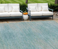 8 X 10 Aqua Teal Blue And Gray Abstract Washable Indoor Outdoor Area Rug
