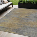 5 X 8 Brown Gold And Taupe Abstract Washable Indoor Outdoor Area Rug