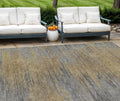 9 X 12 Brown Gold And Taupe Abstract Washable Indoor Outdoor Area Rug