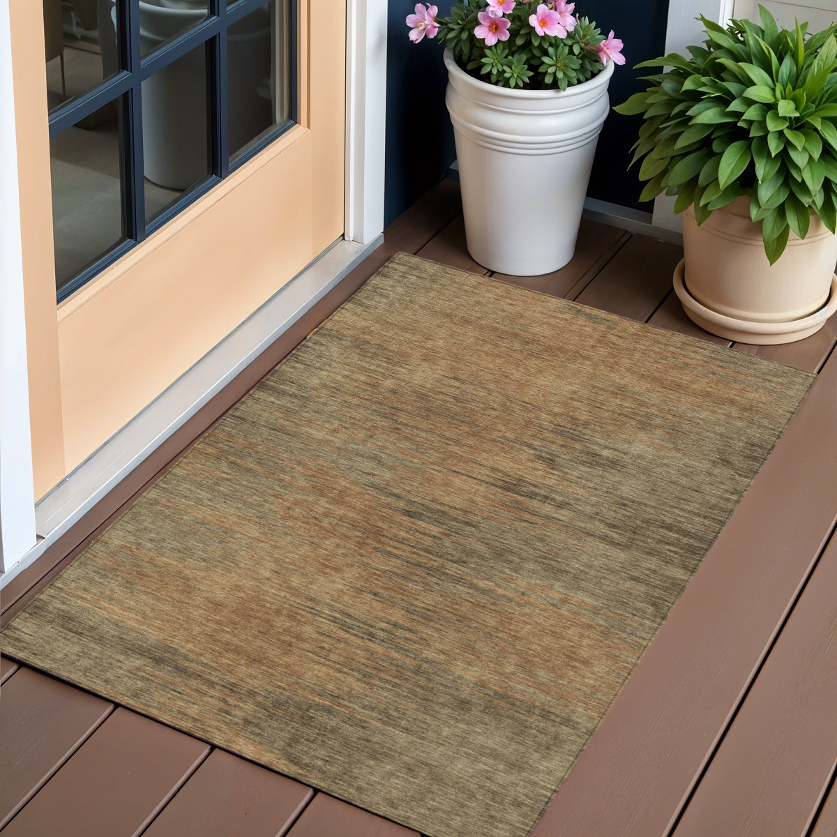 3 X 5 Terra Cotta Brown And Copper Abstract Washable Indoor Outdoor Area Rug