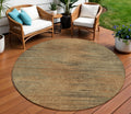 8 Terra Cotta Brown And Copper Round Abstract Washable Indoor Outdoor Area Rug