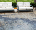 10 X 14 Navy Blue And Taupe Abstract Washable Indoor Outdoor Area Rug