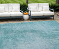 9 X 12 Aqua Teal Blue And Gray Abstract Washable Indoor Outdoor Area Rug