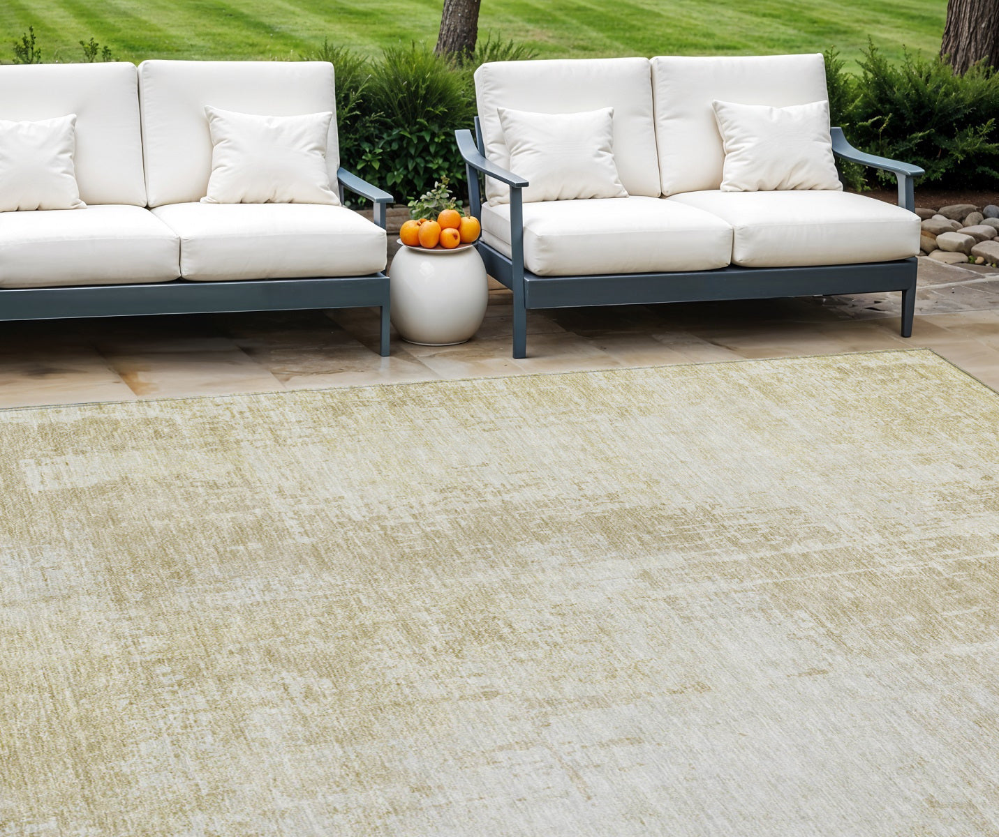 9 X 12 Beige And Taupe Abstract Washable Indoor Outdoor Area Rug