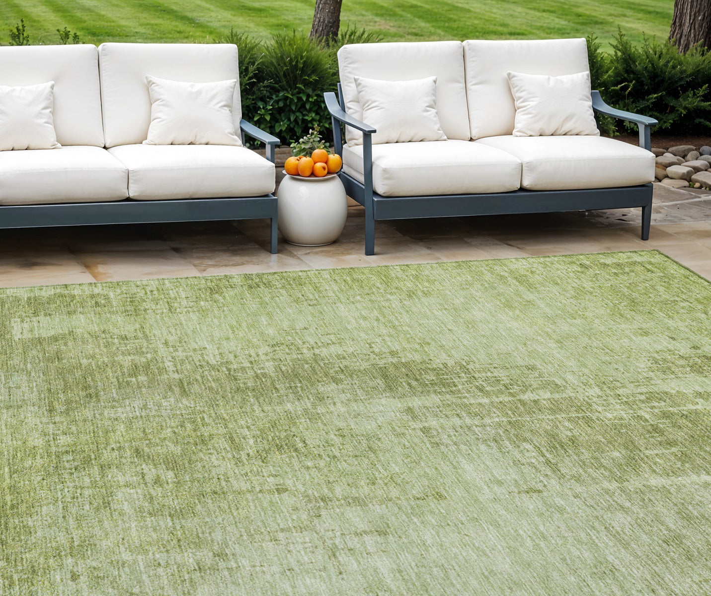8 X 10 Sage And Green Abstract Washable Indoor Outdoor Area Rug
