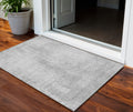 3 X 5 Silver And Gray Abstract Washable Indoor Outdoor Area Rug