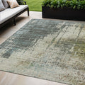 5 X 8 Sage Beige And Brown Abstract Washable Indoor Outdoor Area Rug