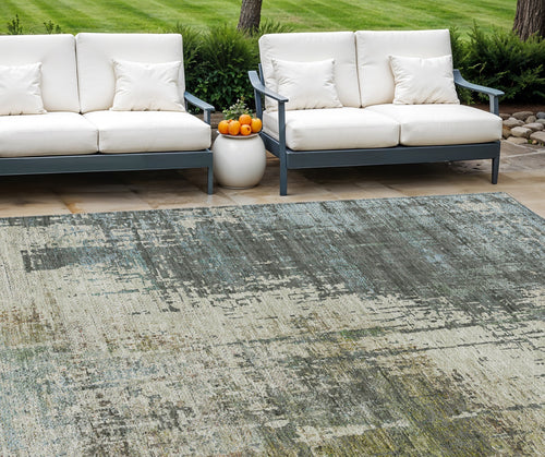 10 X 14 Sage Beige And Brown Abstract Washable Indoor Outdoor Area Rug