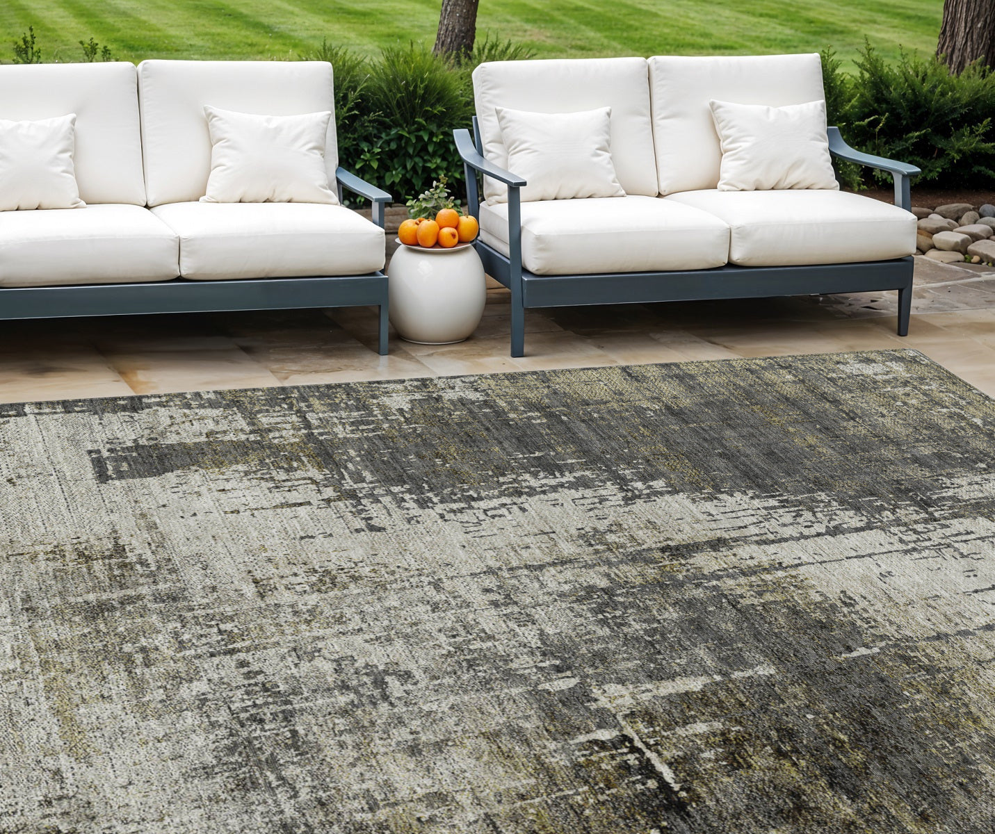 9 X 12 Taupe Beige And Olive Green Abstract Washable Indoor Outdoor Area Rug