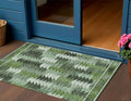 3 X 5 Olive Green And Fern Green Southwestern Washable Indoor Outdoor Area Rug