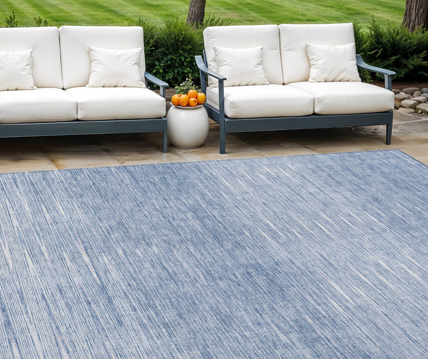 10 X 14 Denim Blue And Blue Abstract Washable Indoor Outdoor Area Rug