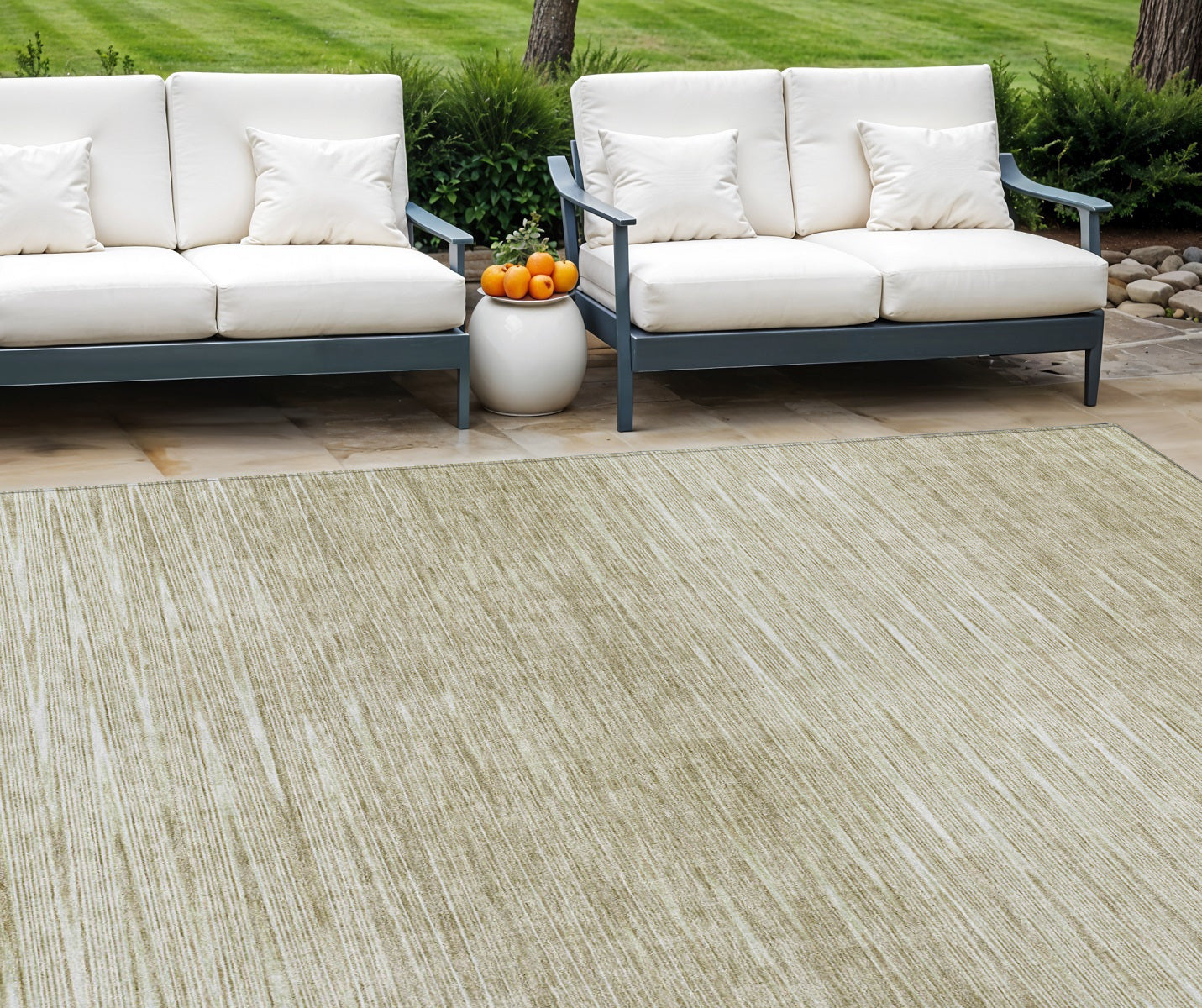 10 X 14 Khaki And Beige Abstract Washable Indoor Outdoor Area Rug