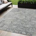 5 X 8 Gray Beige And Charcoal Oriental Washable Indoor Outdoor Area Rug