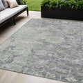 5 X 8 Plum Purple And Olive Green Oriental Washable Indoor Outdoor Area Rug