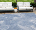 9 X 12 Blue And Sky Blue Abstract Washable Indoor Outdoor Area Rug