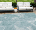 10 X 14 Teal Blue And Aqua Abstract Washable Indoor Outdoor Area Rug