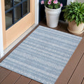 3 X 5 Blue And Denim Blue Southwestern Washable Indoor Outdoor Area Rug