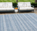 9 X 12 Blue And Denim Blue Southwestern Washable Indoor Outdoor Area Rug