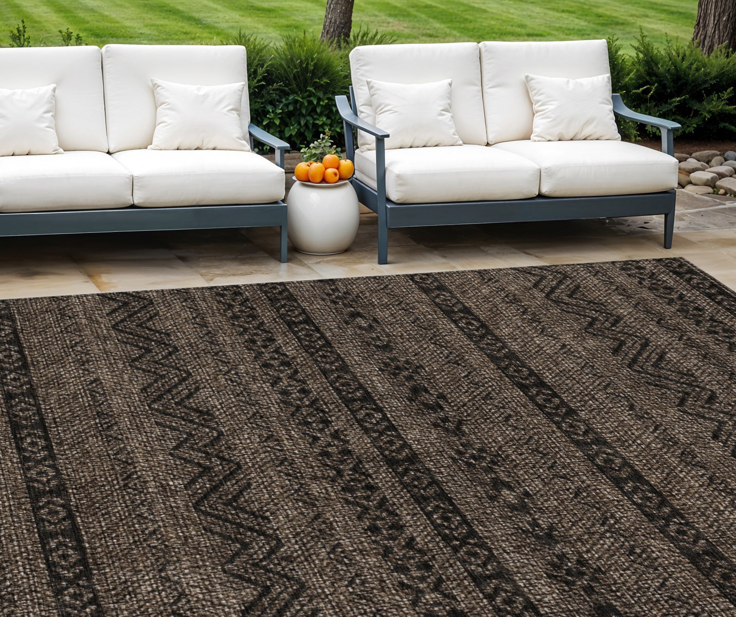 8 X 10 Chocolate And Brown Southwestern Washable Indoor Outdoor Area Rug