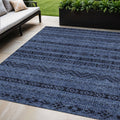 5 X 8 Navy Blue Southwestern Washable Indoor Outdoor Area Rug