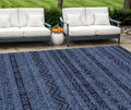 10 X 14 Navy Blue Southwestern Washable Indoor Outdoor Area Rug