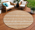 8 Terra Cotta And Beige Round Southwestern Washable Indoor Outdoor Area Rug