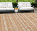 9 X 12 Terra Cotta And Beige Southwestern Washable Indoor Outdoor Area Rug