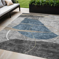 5 X 8 Blue Gray And Charcoal Abstract Washable Indoor Outdoor Area Rug