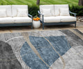 8 X 10 Blue Gray And Charcoal Abstract Washable Indoor Outdoor Area Rug