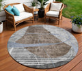 8 Chocolate Gray And Charcoal Round Abstract Washable Indoor Outdoor Area Rug
