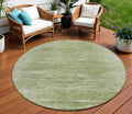 8 Artichoke Green And Fern Green Round Abstract Washable Indoor Outdoor Area Rug