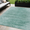 5 X 8 Aqua And Teal Blue Abstract Washable Indoor Outdoor Area Rug