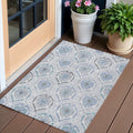 3 X 5 Gray And Denim Blue Medallion Washable Indoor Outdoor Area Rug