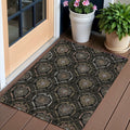 3 X 5 Black Gray And Brown Medallion Washable Indoor Outdoor Area Rug