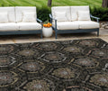 9 X 12 Black Gray And Brown Medallion Washable Indoor Outdoor Area Rug