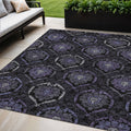 5 X 8 Purple Charcoal And Gray Medallion Washable Indoor Outdoor Area Rug