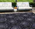 9 X 12 Purple Charcoal And Gray Medallion Washable Indoor Outdoor Area Rug