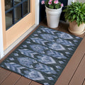 3 X 5 Denim Blue And Sky Blue Southwestern Washable Indoor Outdoor Area Rug