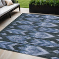 5 X 8 Denim Blue And Sky Blue Southwestern Washable Indoor Outdoor Area Rug