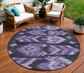 8 Purple Lavender And Plum Round Southwestern Washable Indoor Outdoor Area Rug