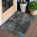 3 X 5 Graphite Charcoal And Silver Abstract Washable Indoor Outdoor Area Rug