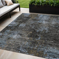 5 X 8 Graphite Charcoal And Silver Abstract Washable Indoor Outdoor Area Rug