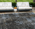 8 X 10 Graphite Charcoal And Silver Abstract Washable Indoor Outdoor Area Rug